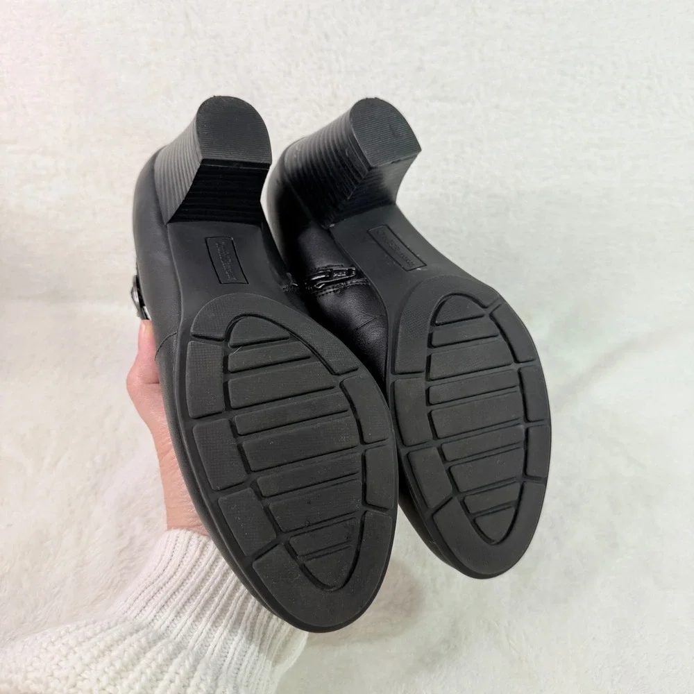 Croft & Barrow Ankle Boots Womens 8.5 Black Good Buckle Zip Ortholite Booties